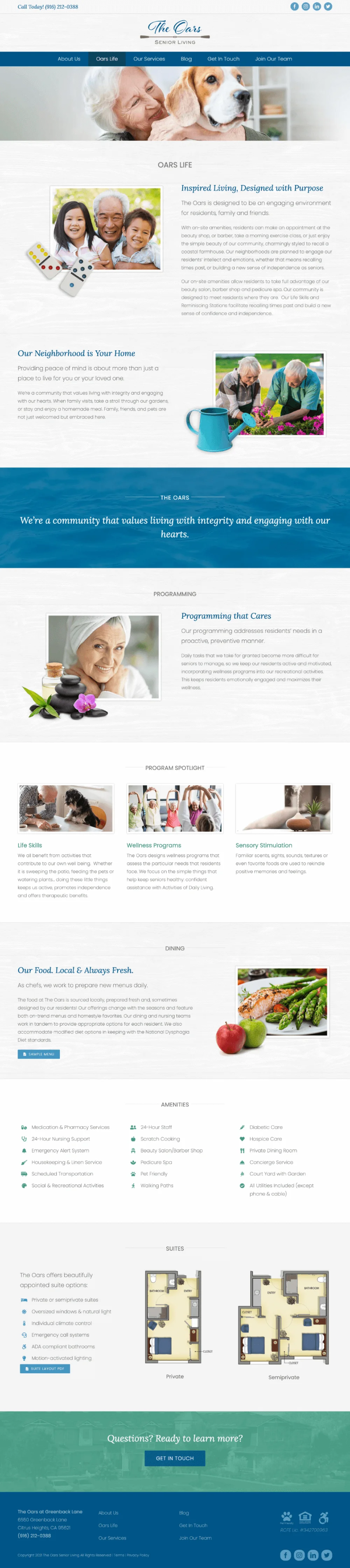 Quantum Care Place website page showing the community’s care and values