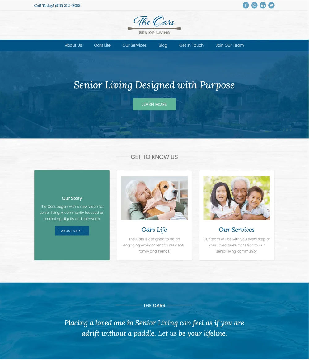 Quantum Care Place website page with senior living community information