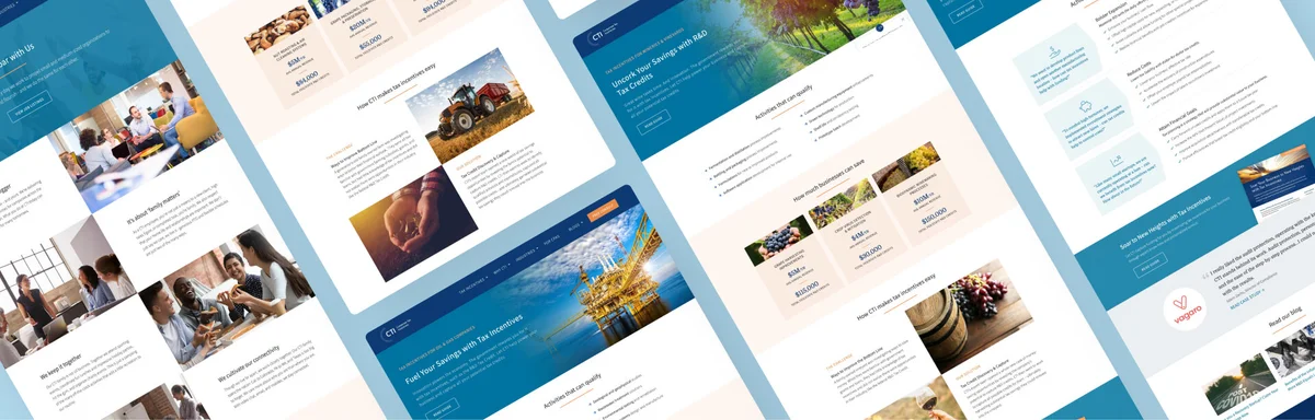 Corporate Tax Incentives brand, website, and marketing design collection