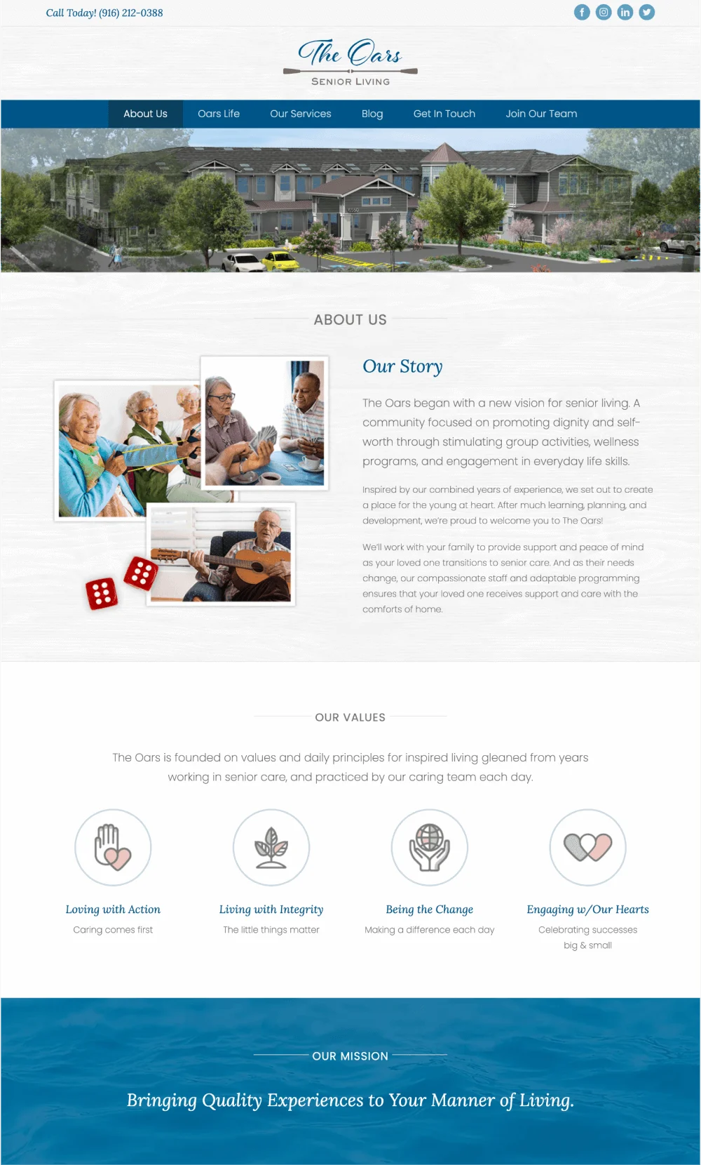 Quantum Care Place website layout with welcoming photography and content