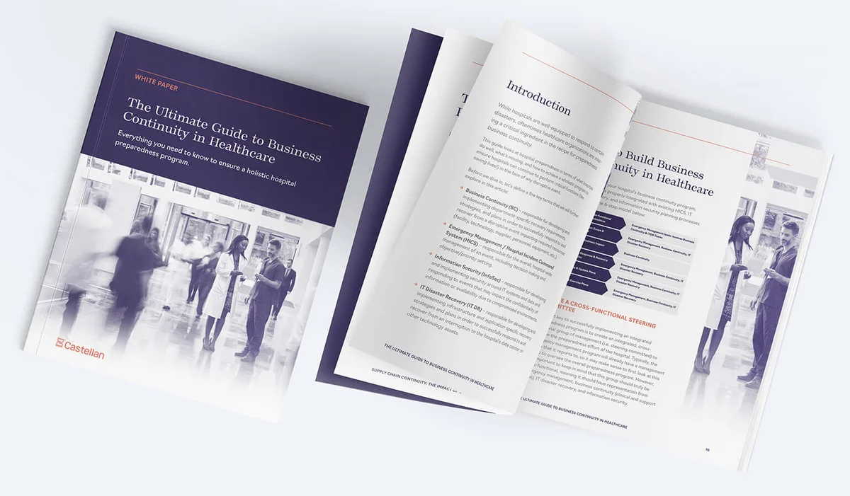 Castellan healthcare case study cover and page layouts