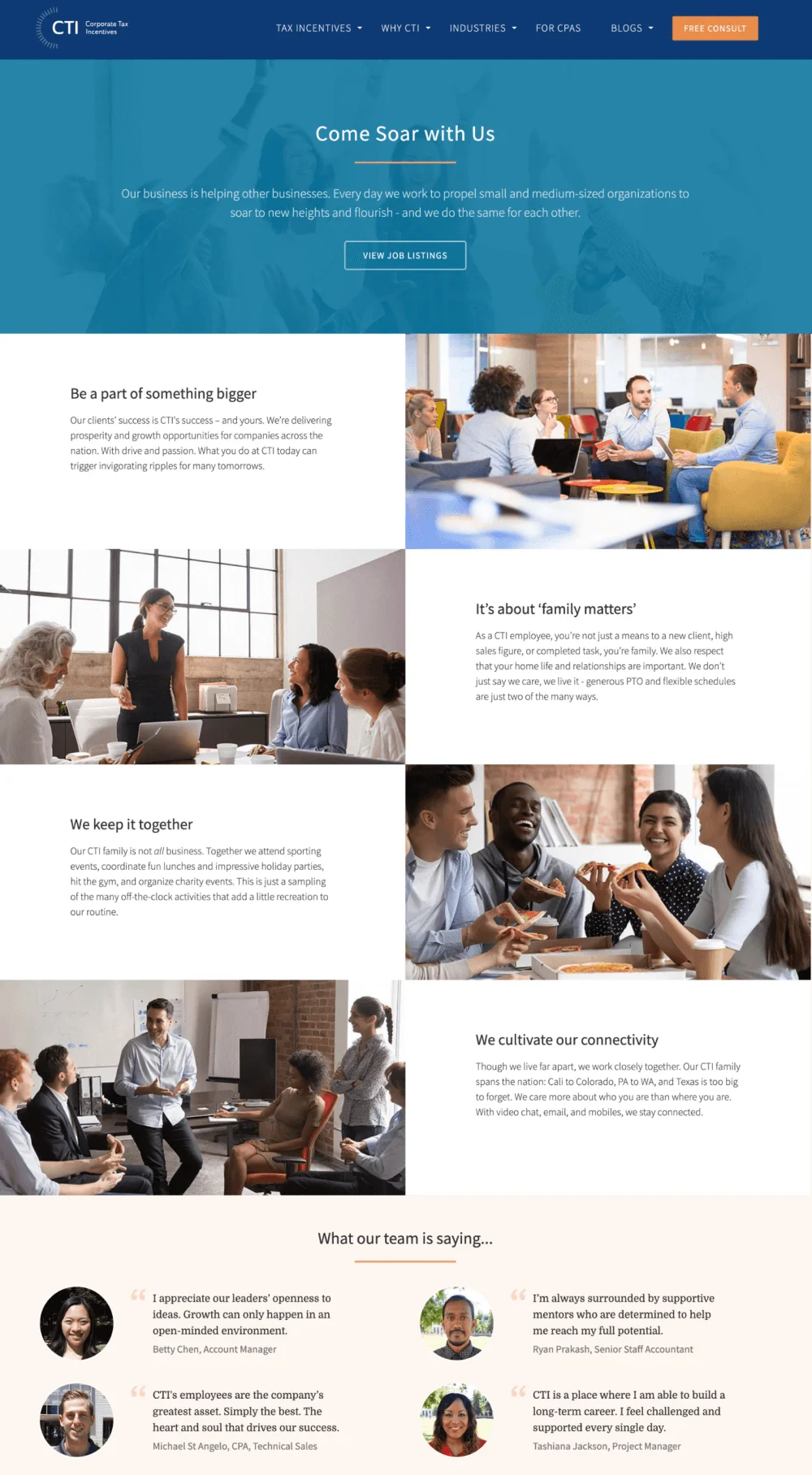 Corporate Tax Incentives website page designs and supporting visual elements