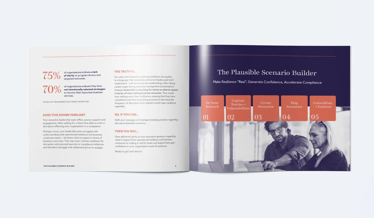 Castellan research report interior spread with charts and editorial content