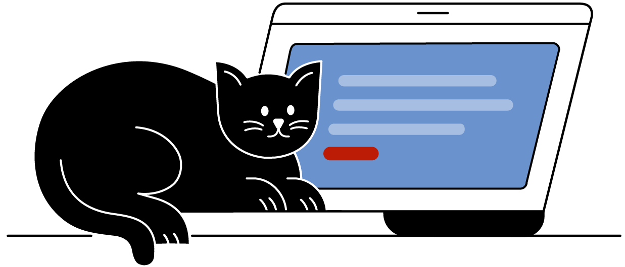 A curious black cat beside a laptop